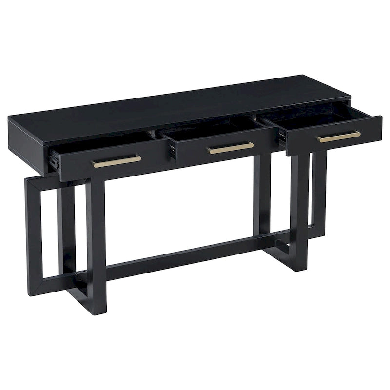 Extra Long Console Table with 3 Drawers and Bottom Shelf
