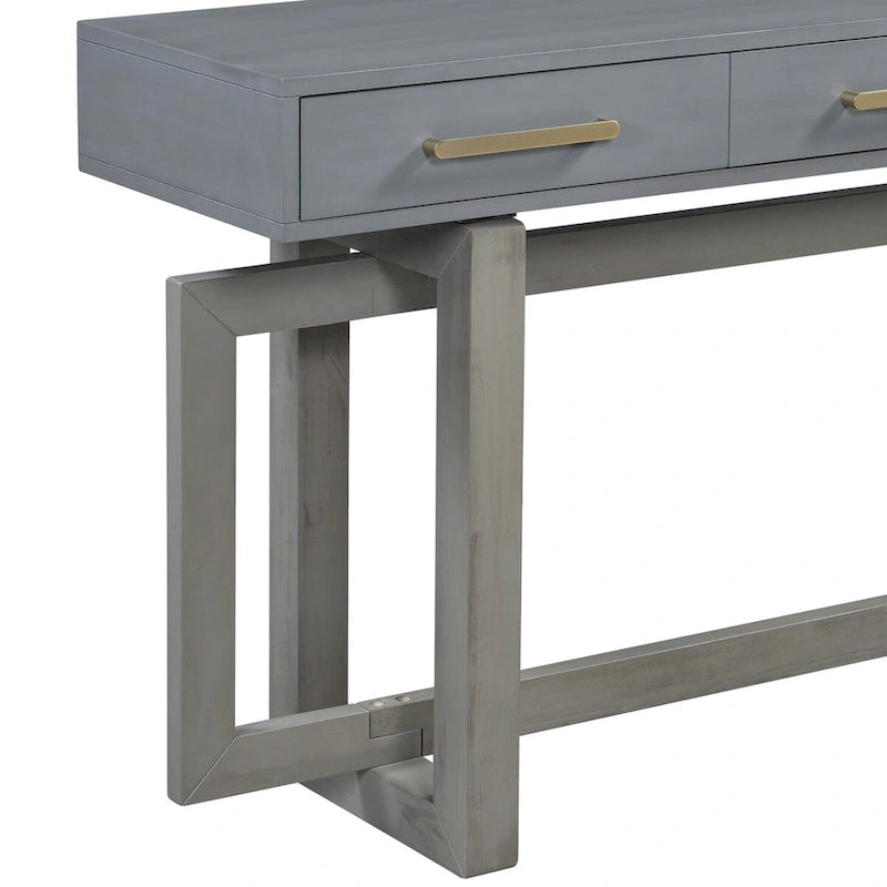 Extra Long Console Table with 3 Drawers and Bottom Shelf