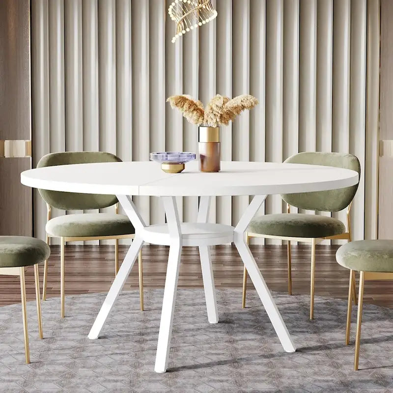 47" Modern Round Dining Table for 4 to 6 - White