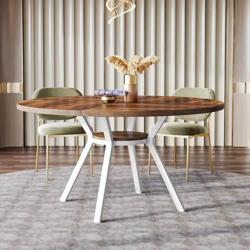 47" Modern Round Dining Table for 4 to 6 - White