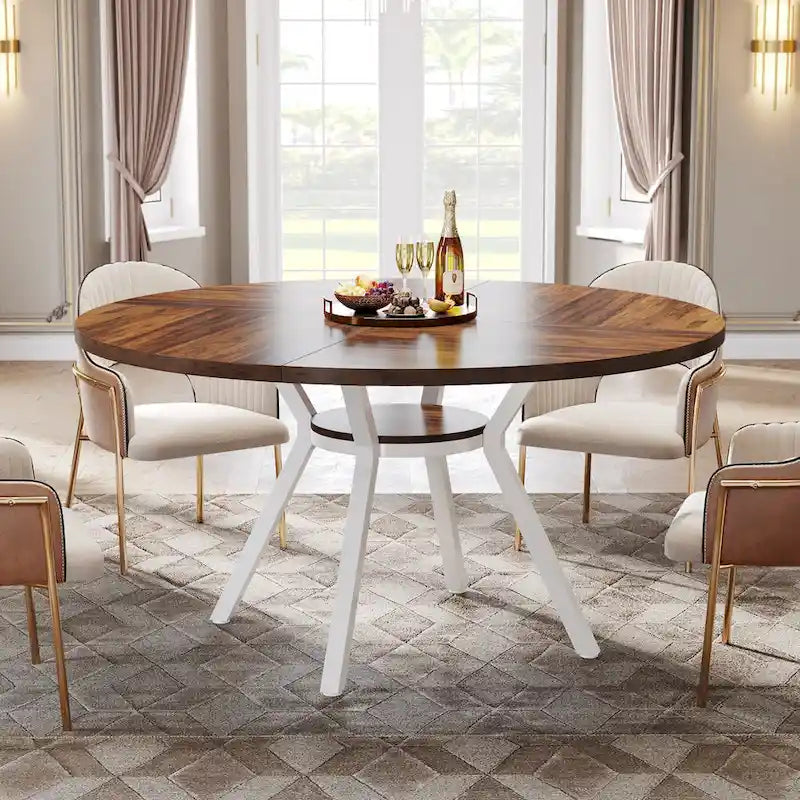47" Modern Round Dining Table for 4 to 6 - White
