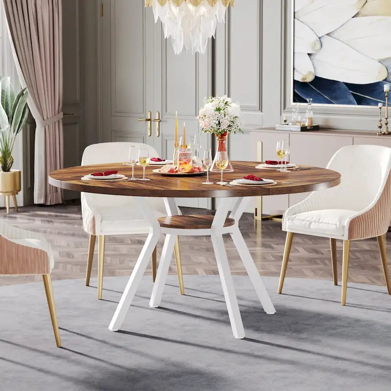47" Modern Round Dining Table for 4 to 6 - White