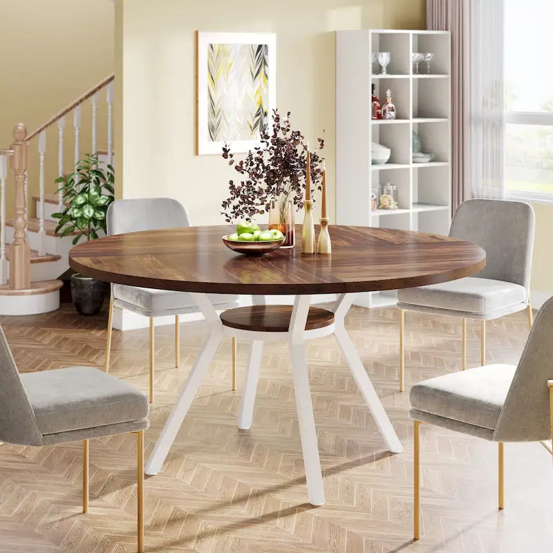 47" Modern Round Dining Table for 4 to 6 - White