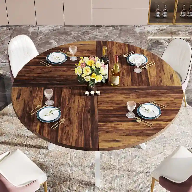 47" Modern Round Dining Table for 4 to 6 - White