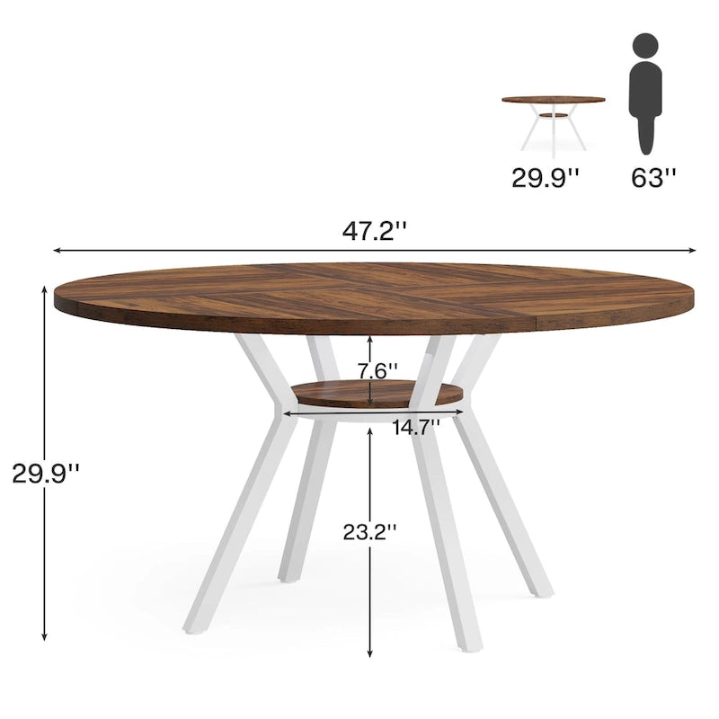 47" Modern Round Dining Table for 4 to 6 - White