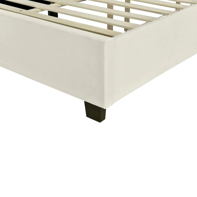 Upholstered Platform Bed with Oversized Headboard and Side Shelves