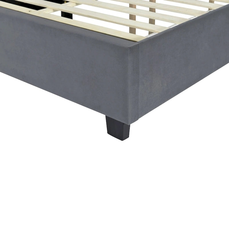 Upholstered Platform Bed with Oversized Headboard and Side Shelves